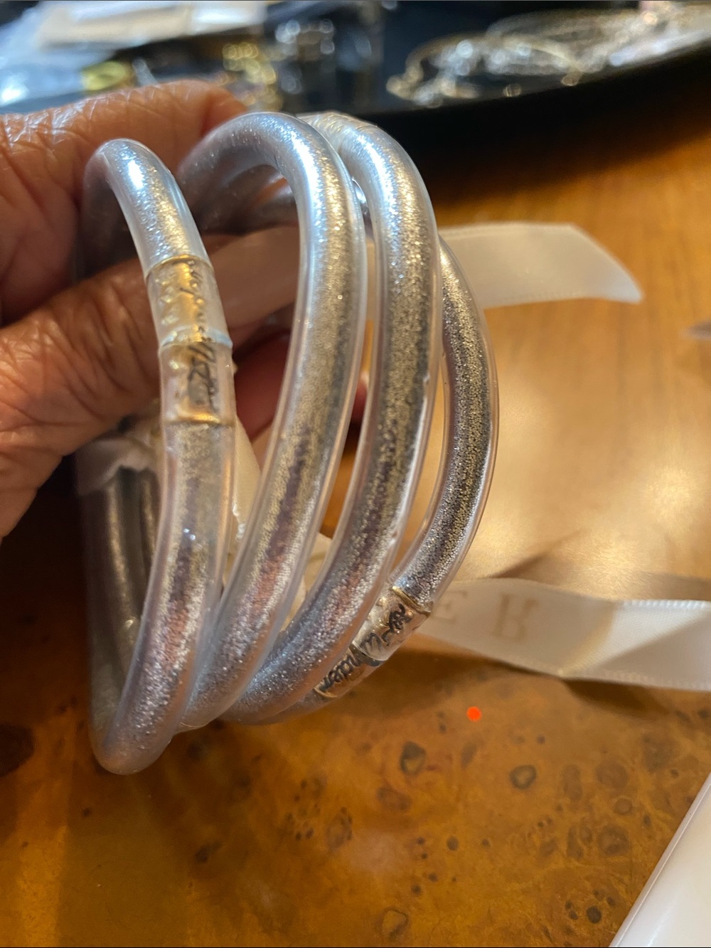 Plunder Silver Metallic Coil Bracelet Set